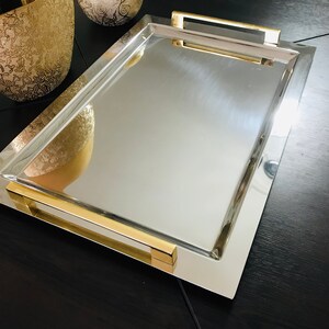 Tray with Handles, Ottoman Tray, Metal Serving Tray, Large Serving Tray, Rectangular Serving Tray, Serving Platter, Coffee Tea Serving Tray
