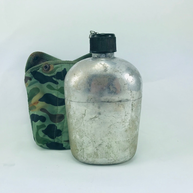 Antique Military Canteen Aluminum Water Container Military Etsy