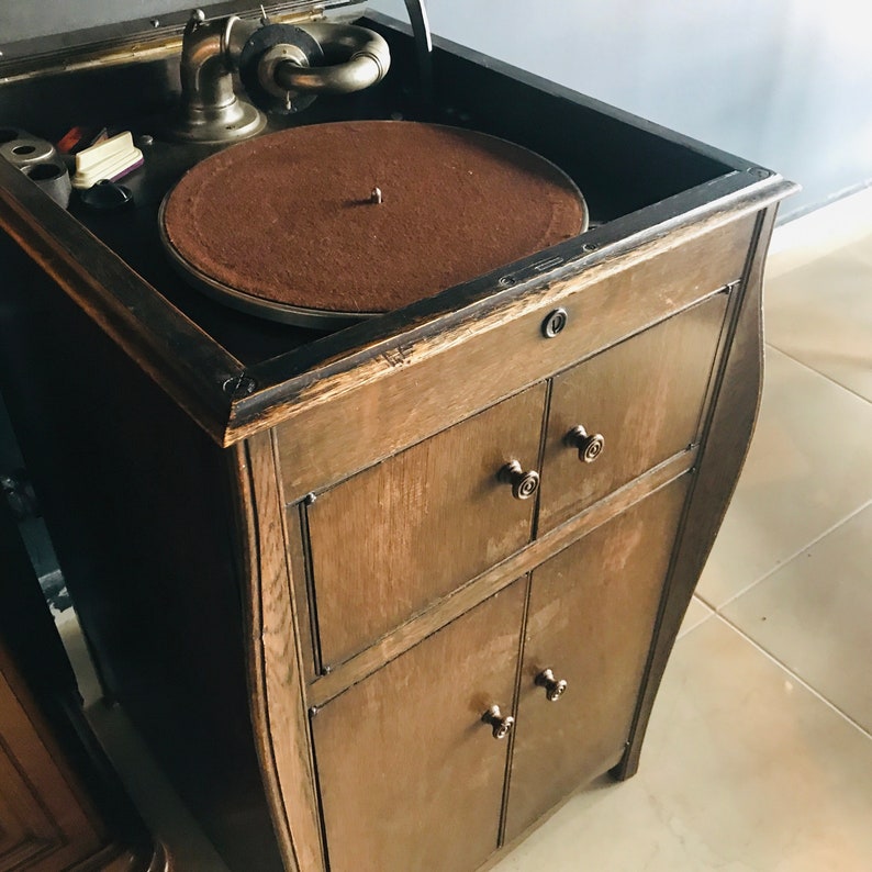 Antique Gramophone Antique Record Player Wood Standing Vinyl Etsy