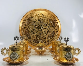 Turkish Coffee Set, Arabic Coffee Set, Gold Coffee Set, Coffee Cups Set, Coffee Mug, Luxury Coffee Set, Housewarming Gift, Coffee Service