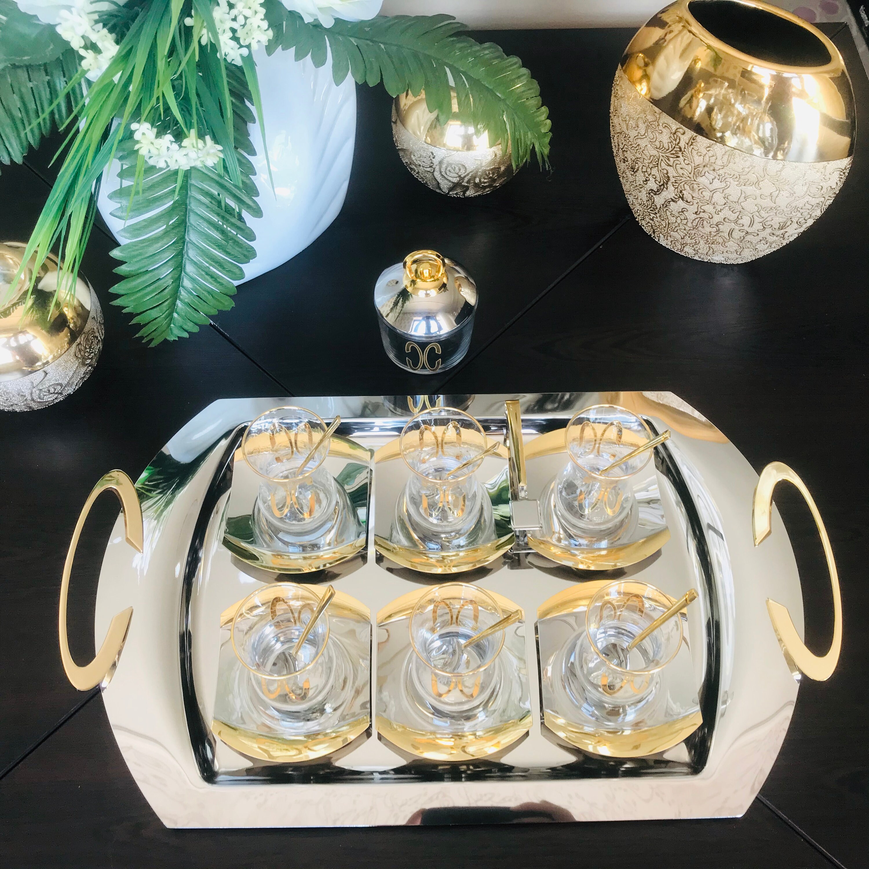 Turkish Tea Set Tea Set With Tray Glass Tea Cups Luxury Tea Etsy