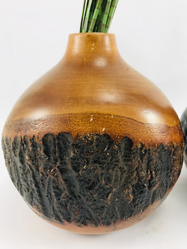 Wooden Vases Set of 2 Vases Dried Flower Vase Small Bud Etsy