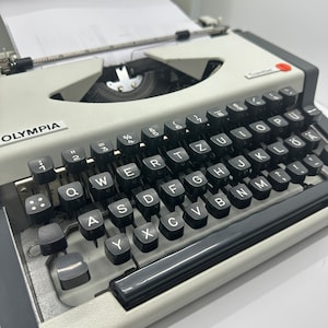 Olympia Typewriter ,Working Typewriter ,Portable Typewriter ,Vintage Typewriter ,White Typewriter, Gift for Writer, 2 New Ribbon