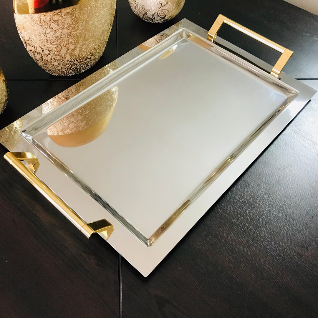 Large Serving Tray, Metal Serving Tray, Rectangular Serving Tray, Tray