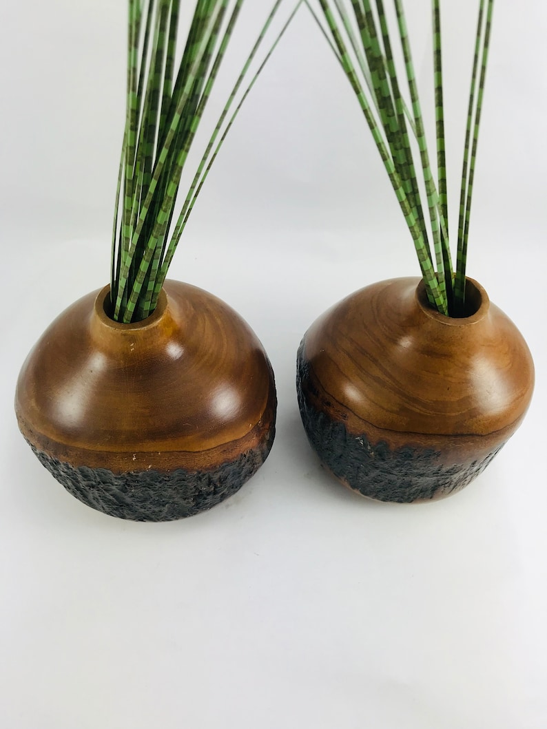 Wooden Vases Set of 2 Vases Dried Flower Vase Small Bud Etsy