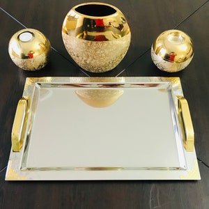 Large Serving Tray, Metal Serving Tray, Rectangular Serving Tray, Tray with Handle, Serving Platter, Coffee Tea Serving Tray, Christmas Tray