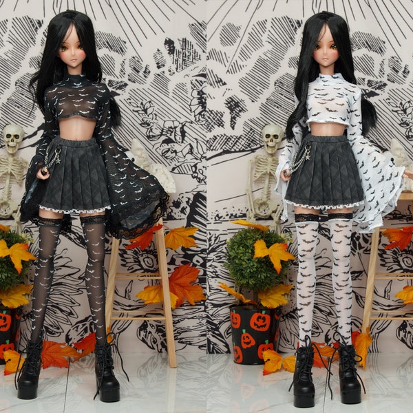 Bat Blouse and Stockings Socks - goth Smart Doll, DD, and SD13 clothes