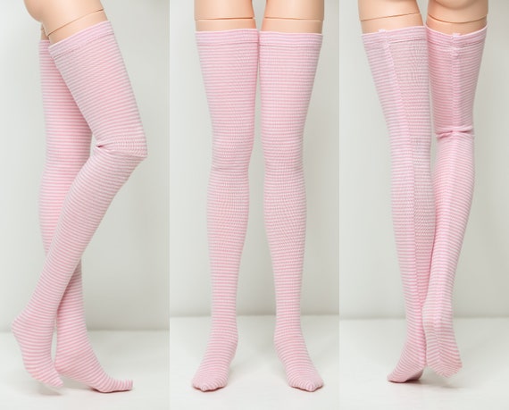 Pink Striped Stockings thigh-high Doll Clothes hid eid | Etsy