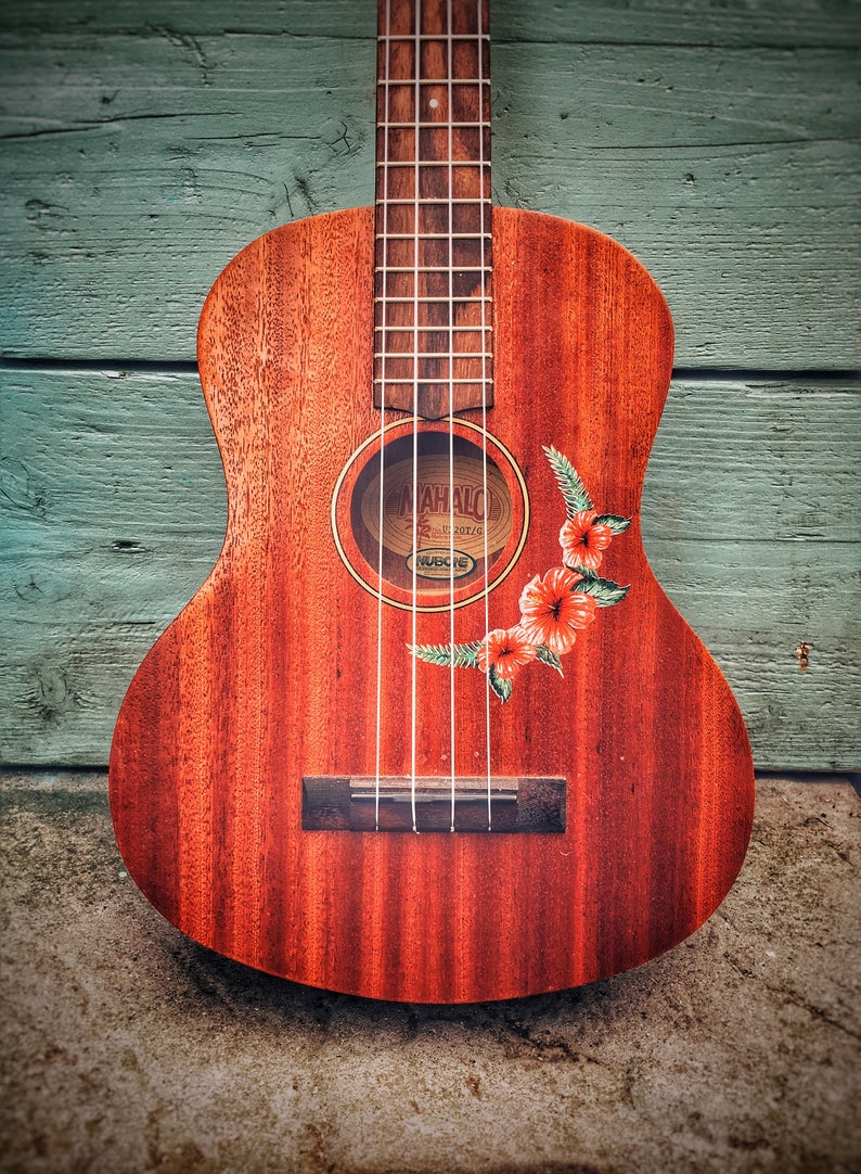 Ukulele Sticker Decal of Pink Hibiscus Flower and Tropical Etsy
