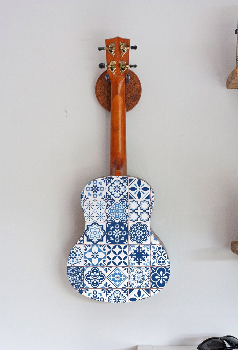 Ukulele sticker print Greek tile pattern Mosaic decal fits Etsy