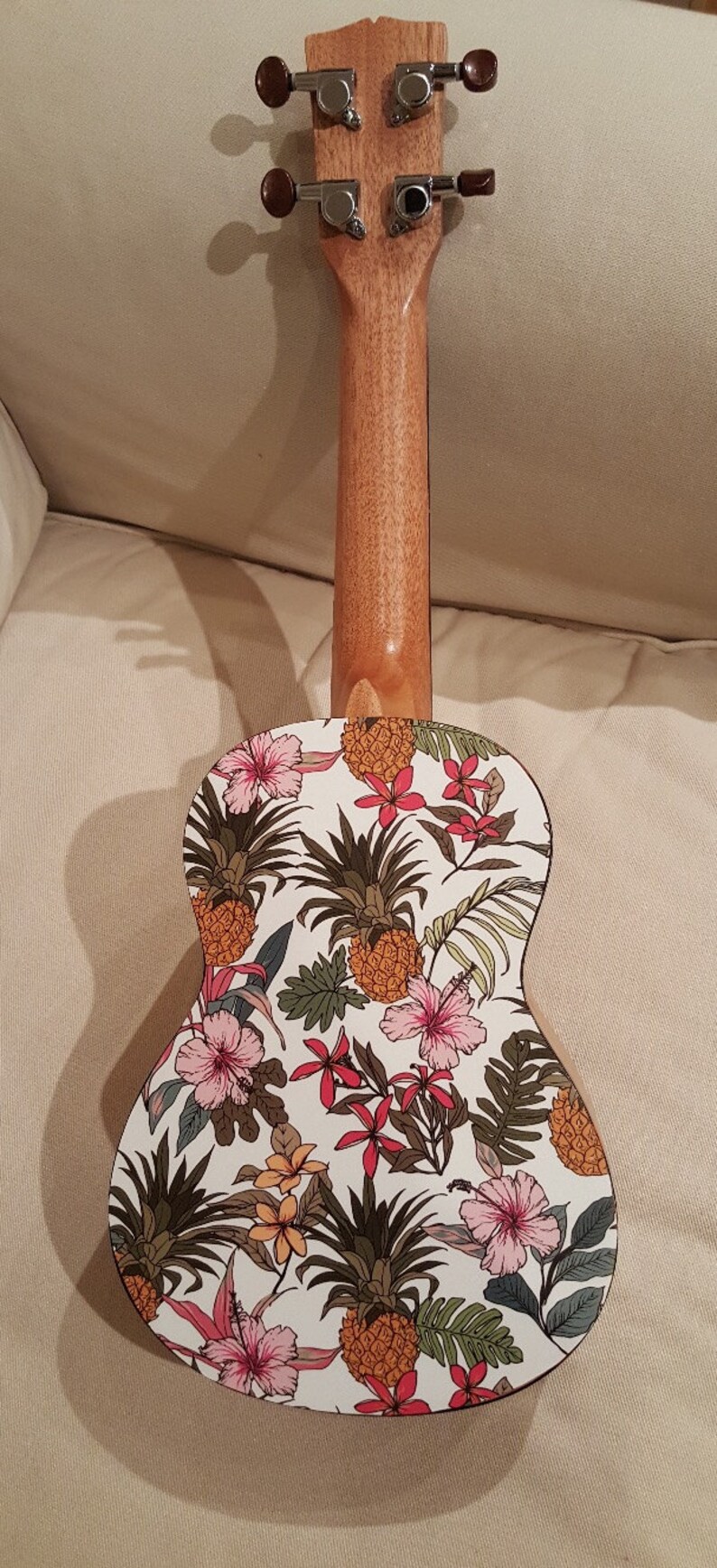 Ukulele sticker decal of boho flower and pineapple Hawaiian Etsy
