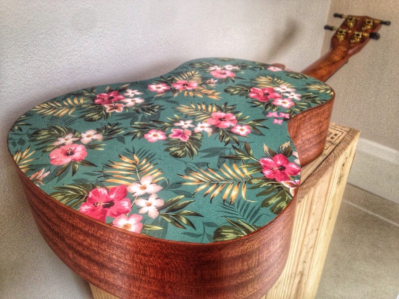 Ukulele sticker Hawaiian hibiscus flower and palm design uke Etsy