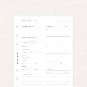 Recambios de planificador diario de bienestar impresos tamaño A6 (no personales) / Compatible con planificadores Moterm, Gillio y VanDerSpek tamaño A6
