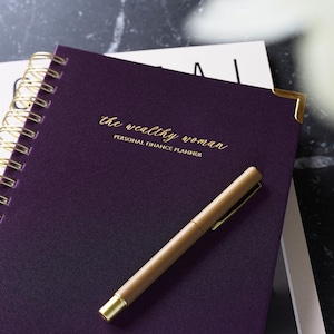 Purple Luxury Spiral Monthly Budget Planner Book: Monthly Income, Savings, Debt, Spending Log, Investments Tracker