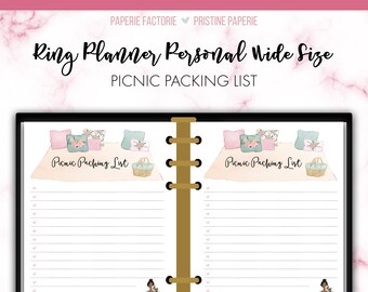 Parisian Picnic Ring Personal Wide Picnic Packing List Planner Insert Printable