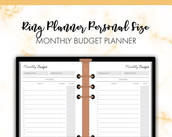 RING PERSONAL Monthly Budget Expenses Planner Insert Printable | Fits Kikki K Medium & Filofax Personal Instant Download