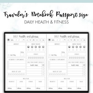 Traveler's Notebook Passport Daily Health & Fitness Insert Printable