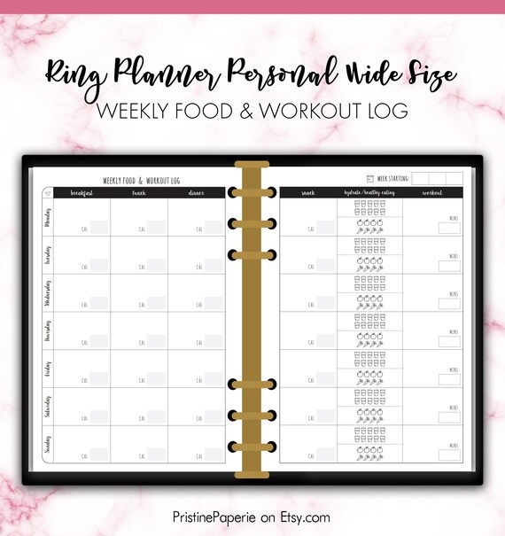 Ring Personal Wide Weekly Food and Workout Log Health ...