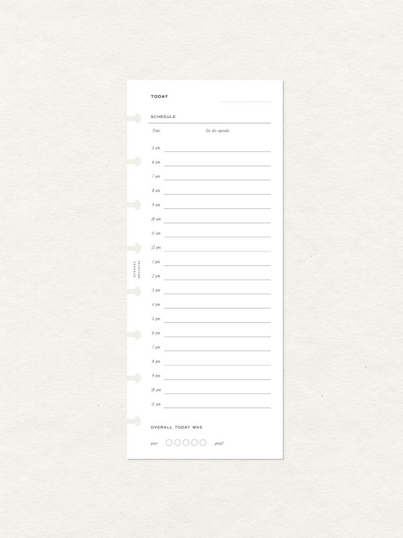 Inzetvellen voor een half-letter discbound planner: Dagpagina's zonder datum afbeelding 1
