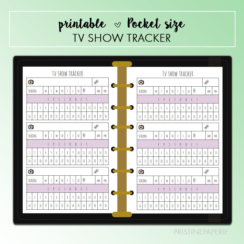 POCKET TV Show Tracker Planner Insert Printable Fits Kikki K Etsy