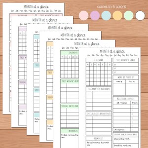 PERSONAL Month at a Glance Monthly Planner Insert Printable Fits Kikki ...