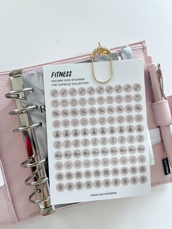 Transparent Fitness Planner Stickers: Minimalist Wellness Icons for Bullet Journals & Health Tracking