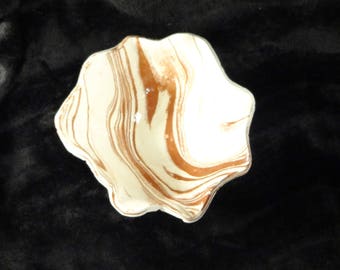 white and red swirl ceramic bowl, handmade ooak dish