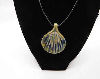 porcelain shell pendent, unique handmade necklace, artistic, statement piece.