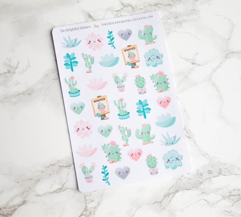 Kawaii cactus planner stickers A107