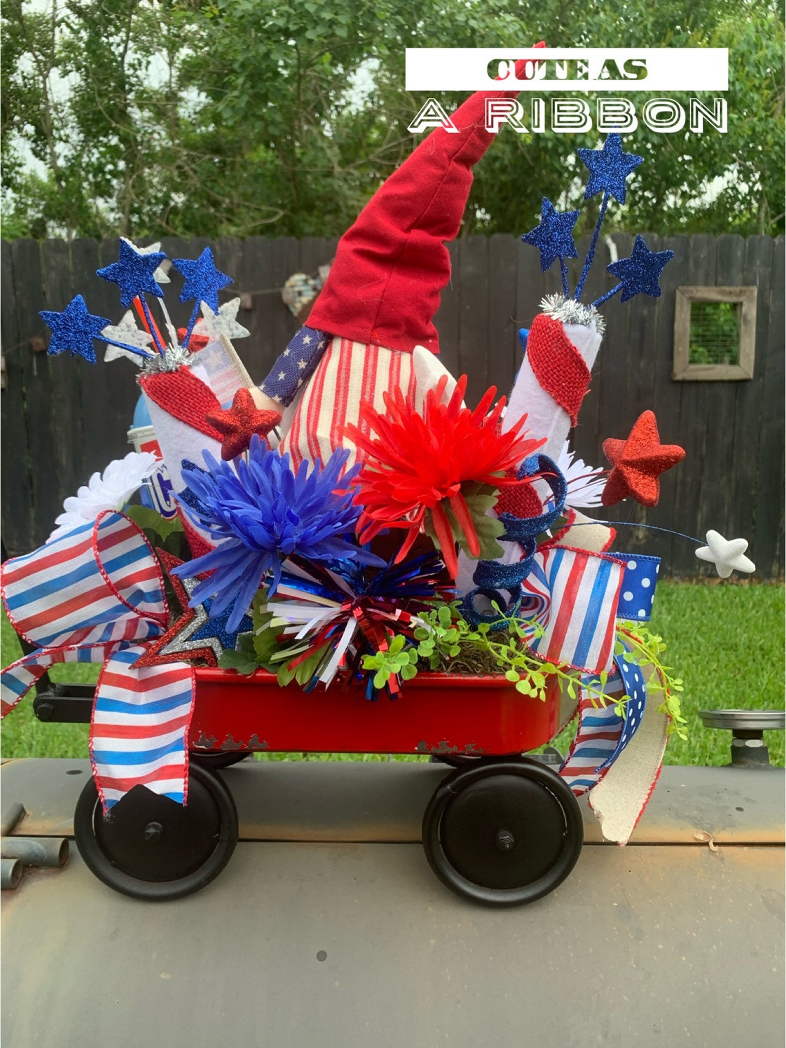 Patriotic Centerpiece Wagon Decor Wagon Centerpiece Gnome Etsy