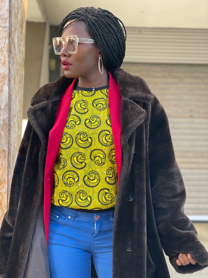 Handmade African Fabric Tee African Fabric Shirt African Fabric T.shirt Kente Shirt image 1