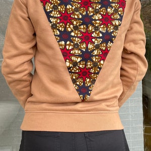 Upcycled Unisex Sweatshirt with African Fabric Detail (XS-M)
