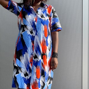 Handmade african fabric midi shirt dress sizes xs s m L image 8