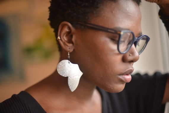 Aluminum African Map Earrings, Lightweight Silver Tone