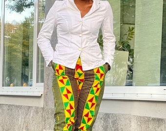 Unisex African Kente Fabric Office and Leisure Pants Sizes 34-38