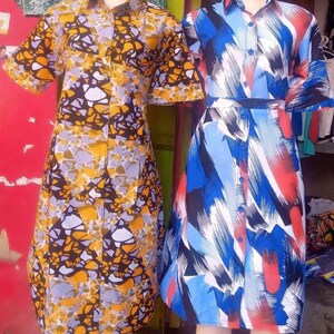 Handmade african fabric midi shirt dress sizes xs s m L image 9