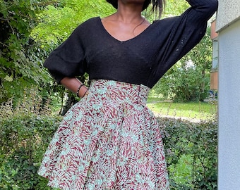 Handmade African Fabric Mini Round Skirt| Cotton| Linen| Batik| Tie and Die