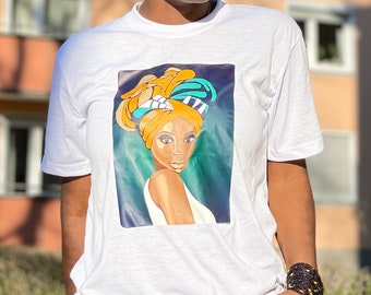 Unisex Graphic T.Shirts with African Woman Headwrap| Size XXS–L