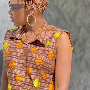 Handmade African Fabric Geometric Dress Size XS S M L XL image 5