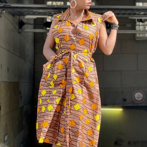 Handmade African Fabric Geometric Dress Size XS S M L XL image 6