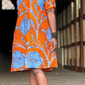 Vestido con estampado africano de hojas vibrantes y bolsillos, estilo Ankara para uso diario, maternidad y ocasiones especiales