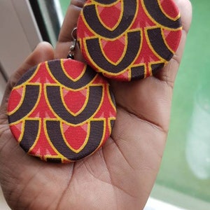 Handmade African Fabric XXL Large earrings Kente Kitenge Dangling Summertime all season Earrings image 6
