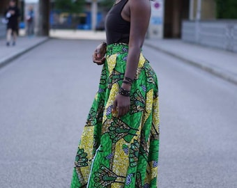 Handmade African Fabric Wrap Maxi Skirt, All Size