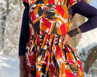 Pinsel Druck Handgemachte Afrikanische Stoff Maxi Kleid|| Größe XS-XL