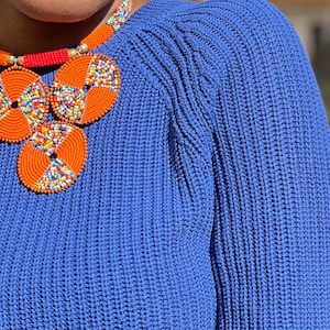 Chunky Traditional Zulu Small Glass  Beads| Necklace| Choker| Orange| Pendants