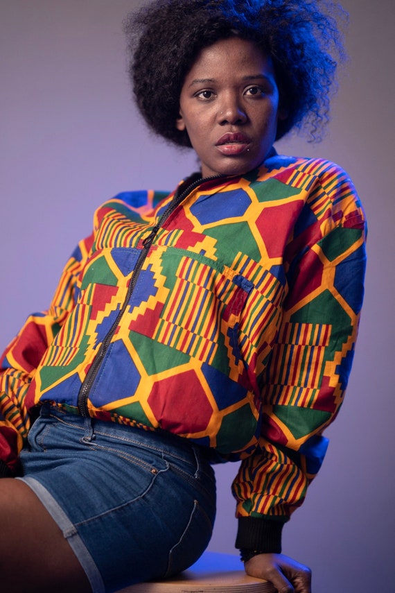 Unisex Double Sided Bomber Jacket 100% Tribal African Print Fabric
