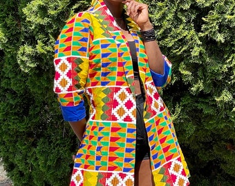 Handmade African Fabric Kente| Wax Fabric| Blazer| Coat| Jacket| Throw On