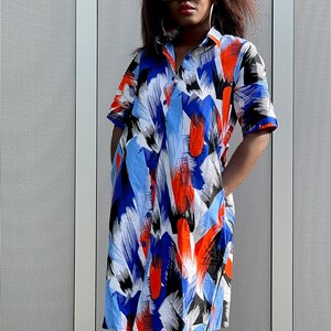 Handmade african fabric midi shirt dress sizes xs s m L image 7