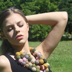Multicoloured Handmade Statement Beaded Necklace.