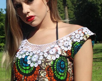 Handmade Sleeveless Crop top from Kente, Ankara Size Small 36-38 Medium